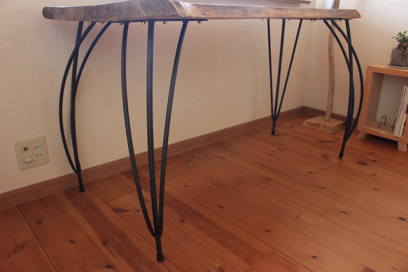 天然木　欅のアイアンテーブル　ダイニングテーブル　ワークデスク　机 9枚目の画像