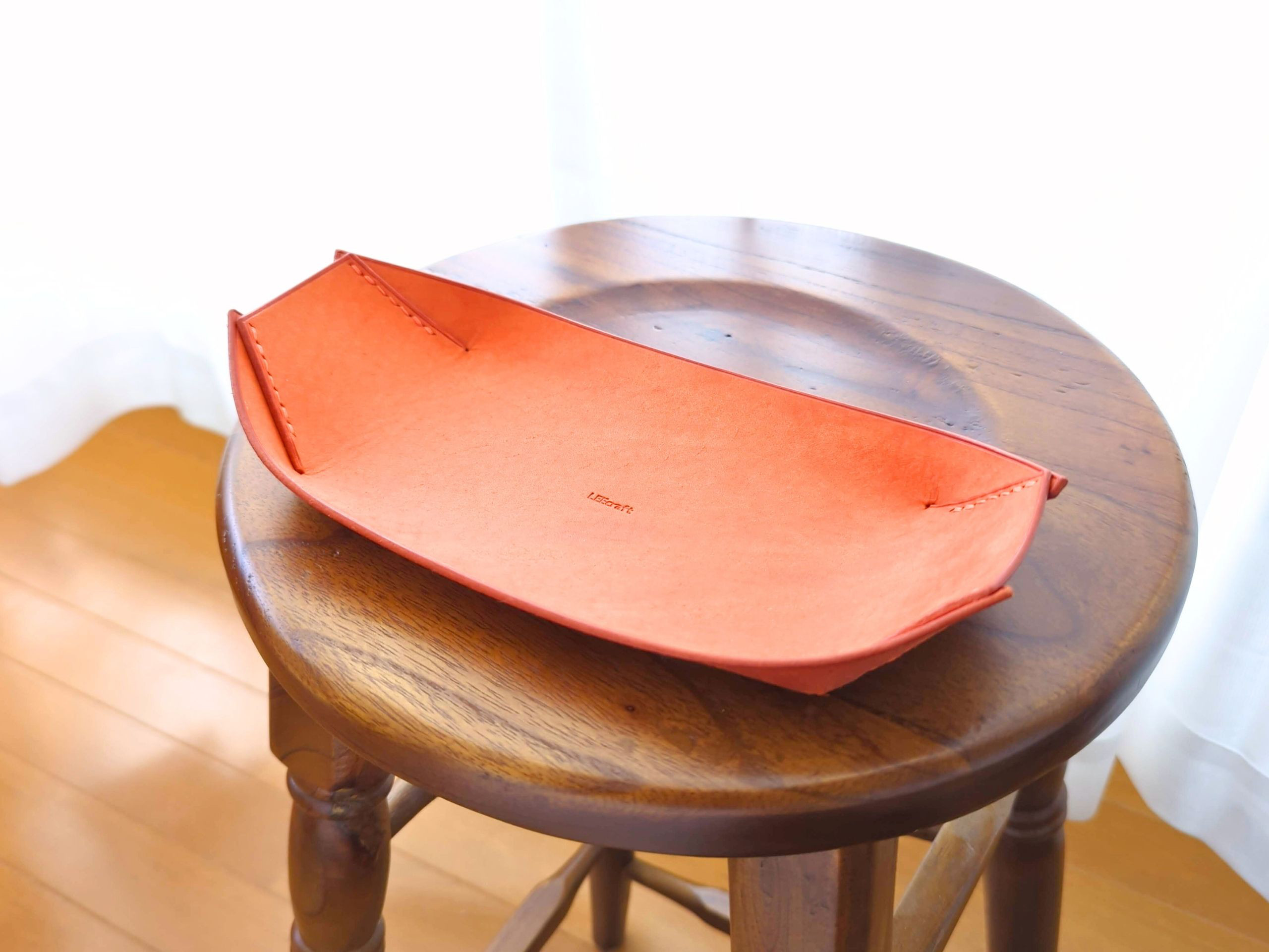 厚い革1枚の舟形マルチトレイ MARGOT/マルゴー オレンジ イタリアンレザー *受注製作