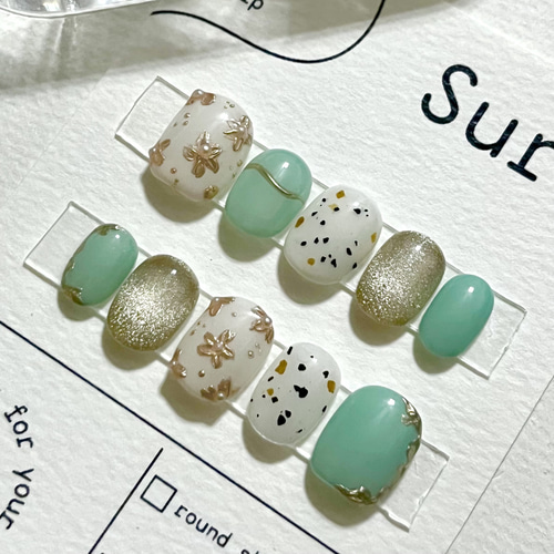 ネイルチップ ニュアンスネイル マグネットネイル お花 秋ネイル