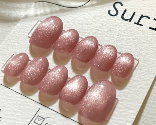 ［33］ネイルチップ マグネット うるうるネイル ぶるぷる ピンク オーダー うるマグ&silver dust | ネイルチップ ぷるマグ シンプル