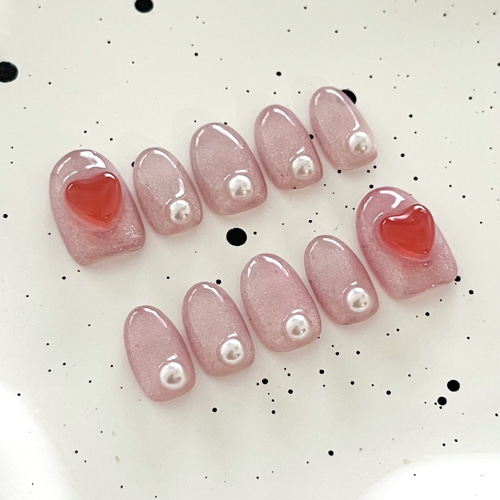 色が変わるぷっくりハートネイル ネイルネイルチップ うるうる ハート  