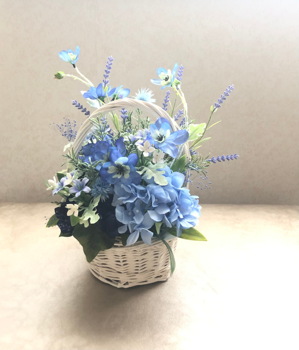 爽やかな夏涼しけブルーアレンジ アーティフィシャルフラワー