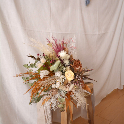 ウェディングブーケ 前撮り ブーケ orange×whiteブーケ 和装婚