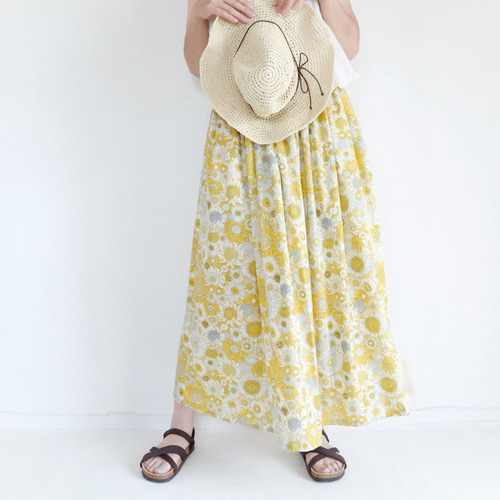 受注】心はずむ ひまわりスカート イエロー コットン 母の日 敬老の日