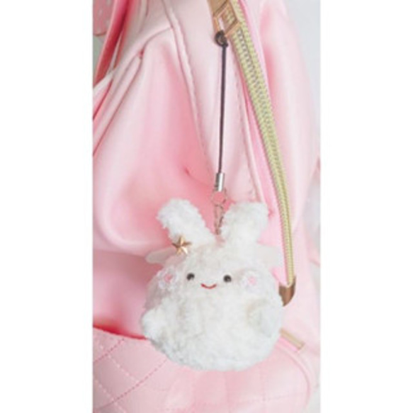 圓圓雪兔娃娃 玩偶 可加吊飾 可客製改色 手作毛線鉤織小物 第4張的照片