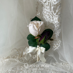 【送料無料】Queen rose 大人シックなブーケ&ブートニア2点セット　世界にひとつ⭐︎ 6枚目の画像