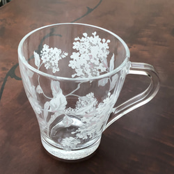 即納！紫陽花のガラス製マグカップ＆本金付ケーキ皿セット・Ａ❤︎ポーセラーツ 6枚目の画像