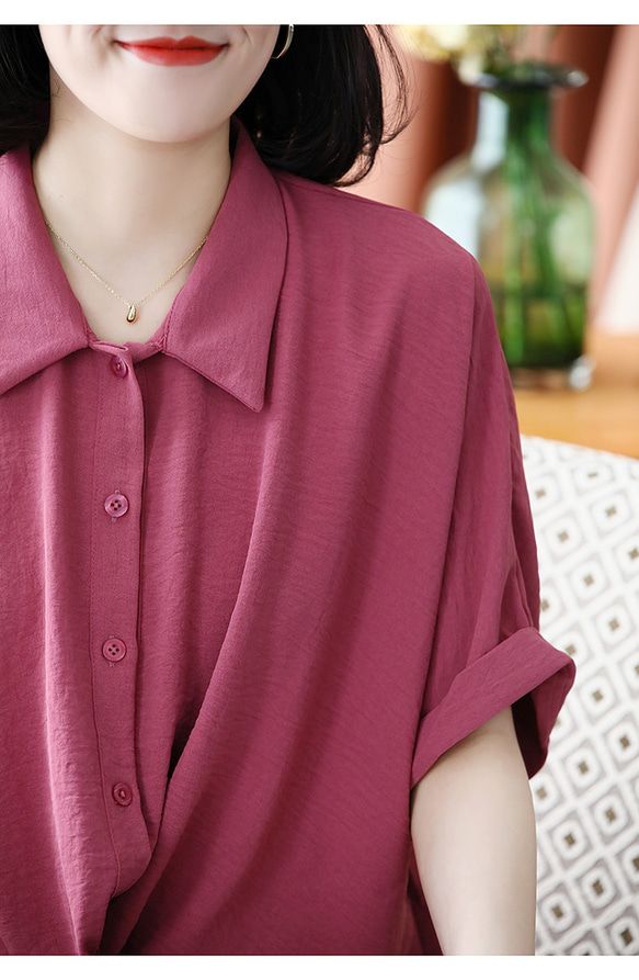 ❤️丈直し無料❤️ゆったり 涼しい夏のシャツ　半袖 ブラウス レディース 8枚目の画像