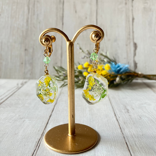 036＊クリア 黄緑ゴールド レトロ チェーン ピアス イヤリング 036＊クリア 黄緑ゴールド レトロ チェーン ピアス イヤリング 036