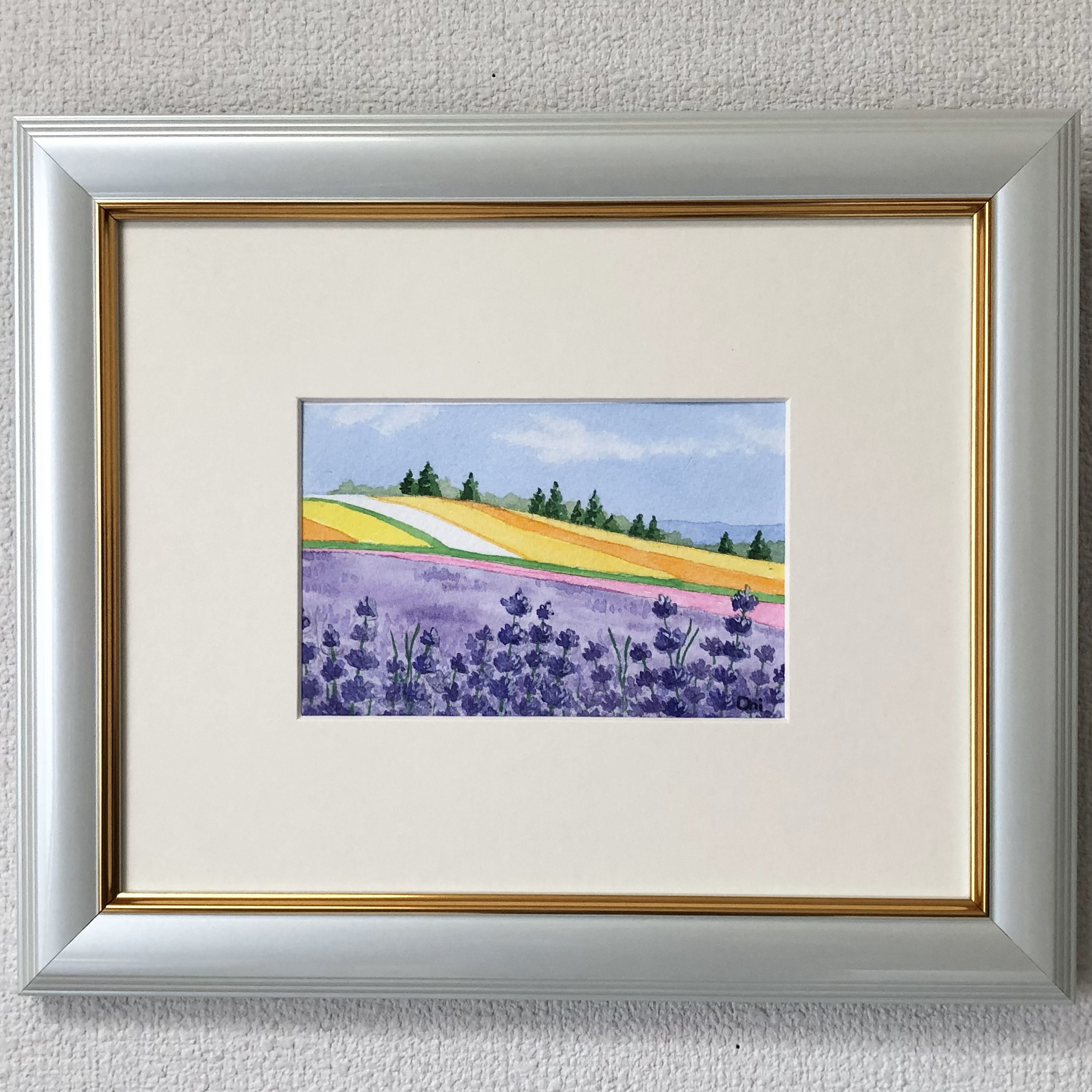水彩画　原画　レースラベンダー 水彩画　原画　レースラベンダー