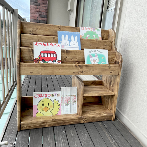 通常サイズ ダークウォルナット（ワトコオイル）ワイドAタイプ 絵本棚