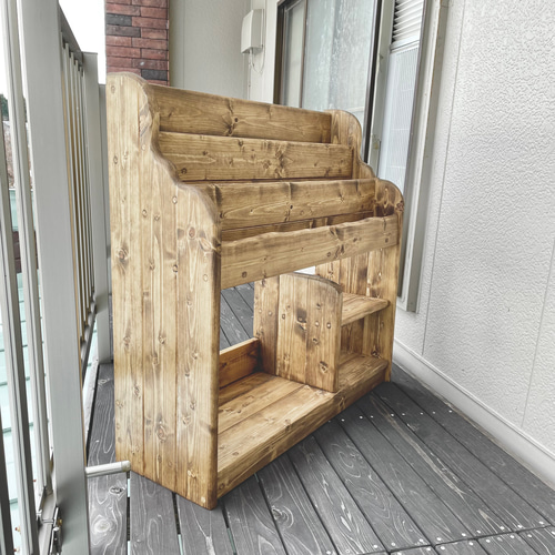 通常サイズ ダークウォルナット（ワトコオイル）ワイドAタイプ 絵本棚