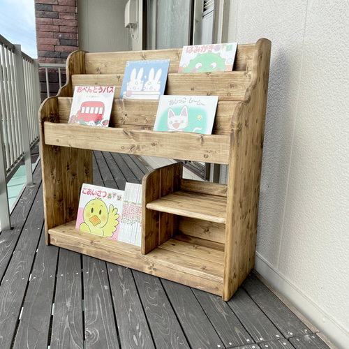 通常サイズ ダークウォルナット（ワトコオイル）ワイドAタイプ 絵本棚