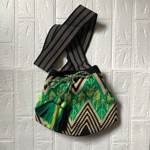 ワユーバッグ エスニックグリーン Lサイズ ショルダーバッグ Happies  