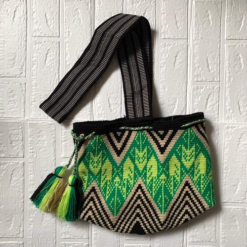 ワユーバッグ エスニックグリーン Lサイズ ショルダーバッグ Happies  