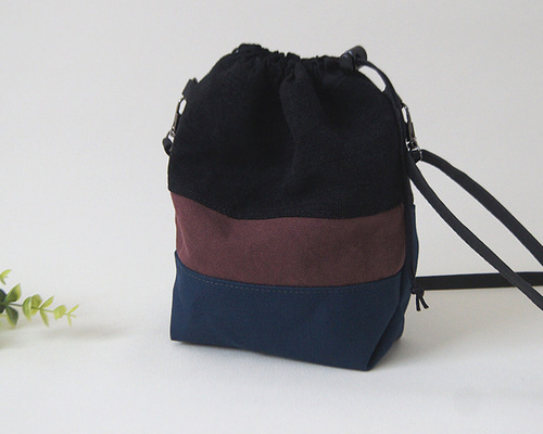 小豆 巾着ショルダーバッグ パッチワーク レトロ 巾着バッグ SAKURA