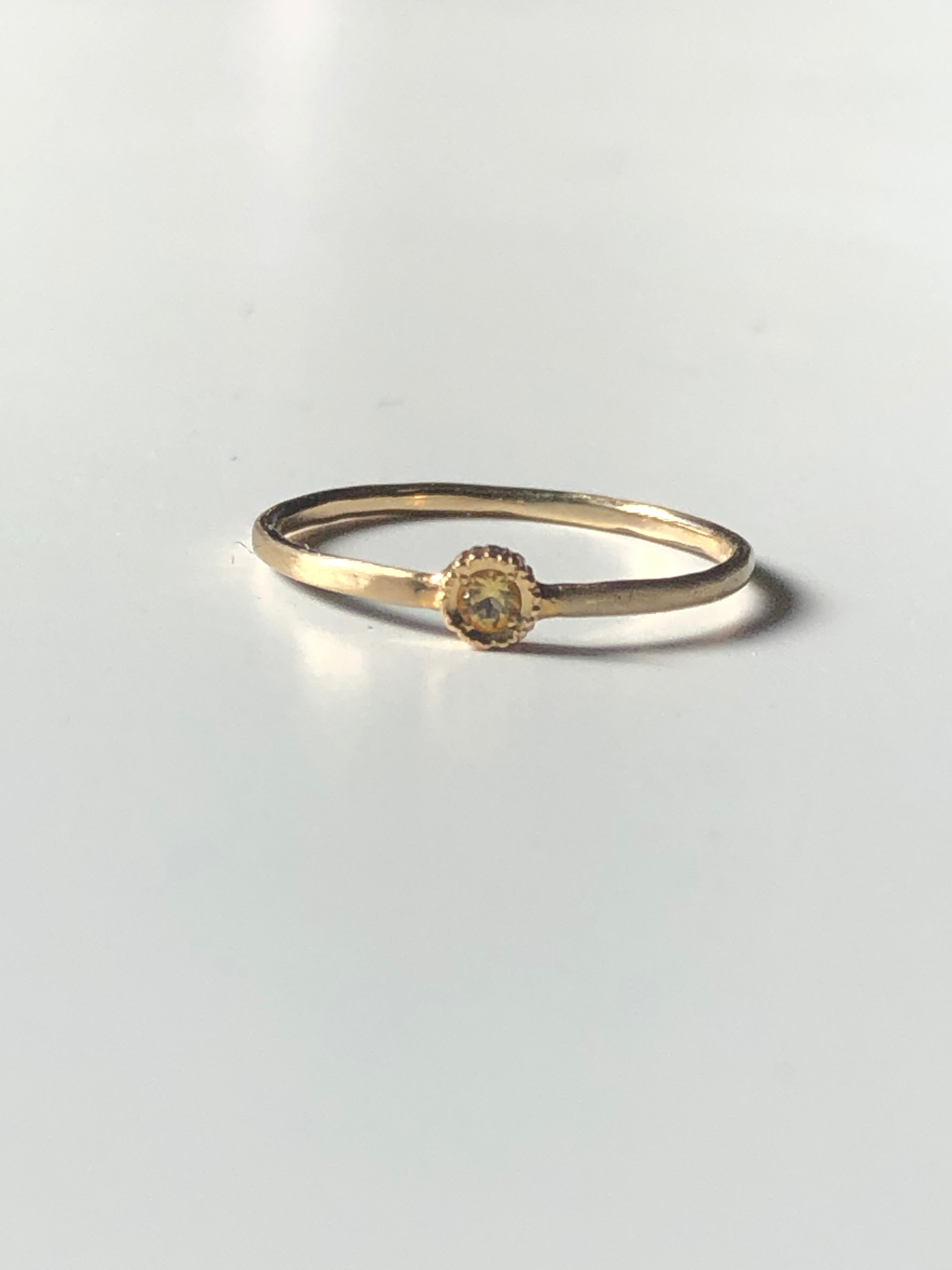 k18 k10 ピンキーリング　天然石　シトリン