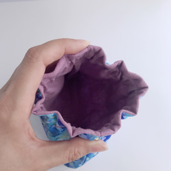 ✳︎紫陽花✳︎ 　三角マチのバネ口ポーチ　12cmバネ 9枚目の画像