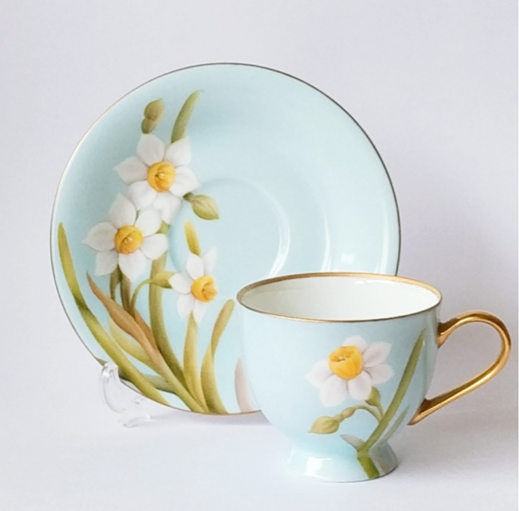 水仙のカップ&ソーサー  水色