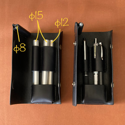 [3 筆盒，鞣革，黑色染油] 筆盒，鋼筆盒，含墨盒，鉛筆盒 230601 第8張的照片