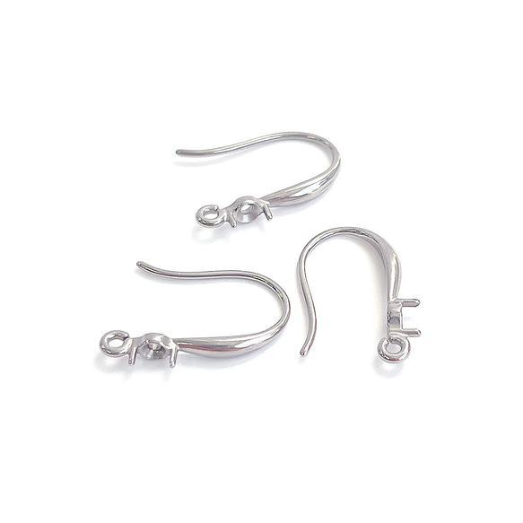 ese12 [4 件/2 對] 附底座鉤形耳環，手術不鏽鋼 第3張的照片
