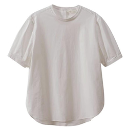 スタンドカラーシャツ　100％コットン半袖シャツ　後ろ襟にボタン　Tシャツ　ホワイトとカーキ　S-Mサイズ　S030 19枚目の画像