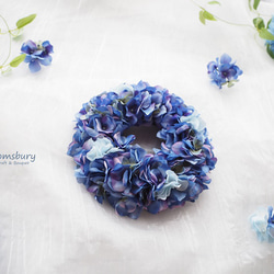 ブルーアジサイのふんわりリース　~ with artificial flowers ~ 4枚目の画像