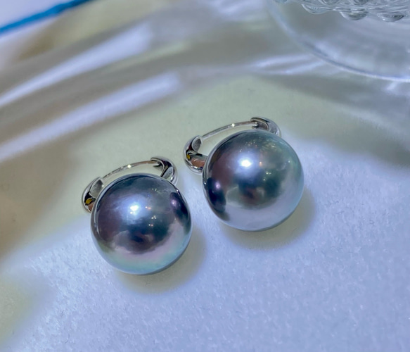 高級】タヒチ黒蝶真珠 ピアス10-11mm k18 ピアス（フープ） パール  