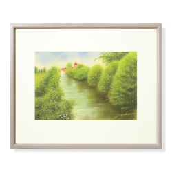 パステル画（原画）内灘砂丘・夕陽。 内灘砂丘・夕焼け（パステル画・マット紙付き） 絵画 パステル画