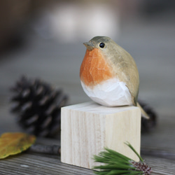 受注制作】鳥好きさんへのプレゼント 置物 木彫り 文鳥 天然木 彫刻