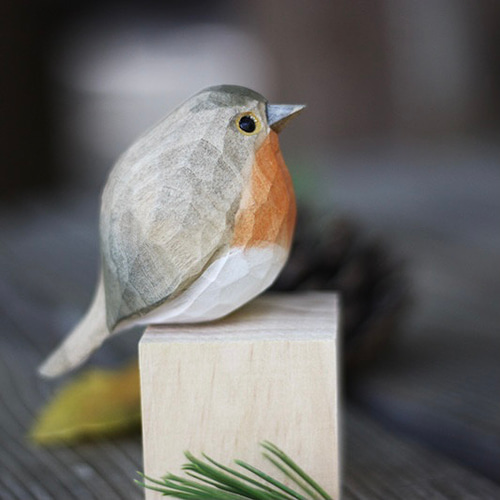 受注制作】鳥好きさんへのプレゼント 置物 木彫り 文鳥 天然木 彫刻