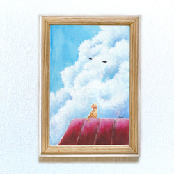 白樺の小道02」 絵画 原画 額縁付 キャンバス SMサイズ 風景画 絵画