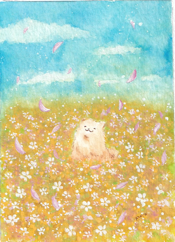 狼林（ROURIN）作 犬（ポメラニアン）の水彩画 2008年 狼林（ROURIN