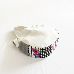 キナリパッチワークラウンド型バッグ フラワー×ストライプ A4 トート