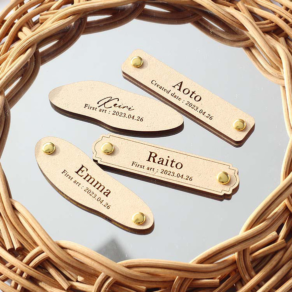 送料込【 木製 】 ファーストアートタグ MDF フィンガーアート アートタグ 一歳 ファーストバースデー 10枚目の画像