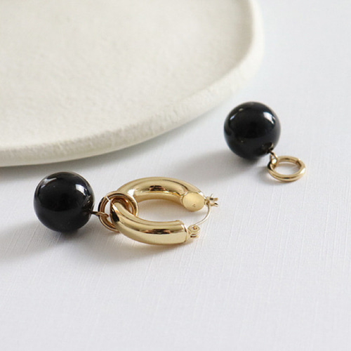 ブラックパールK18ピアス ピアス 2way K18GP ブラックパール 真珠 フック 925シルバーポスト