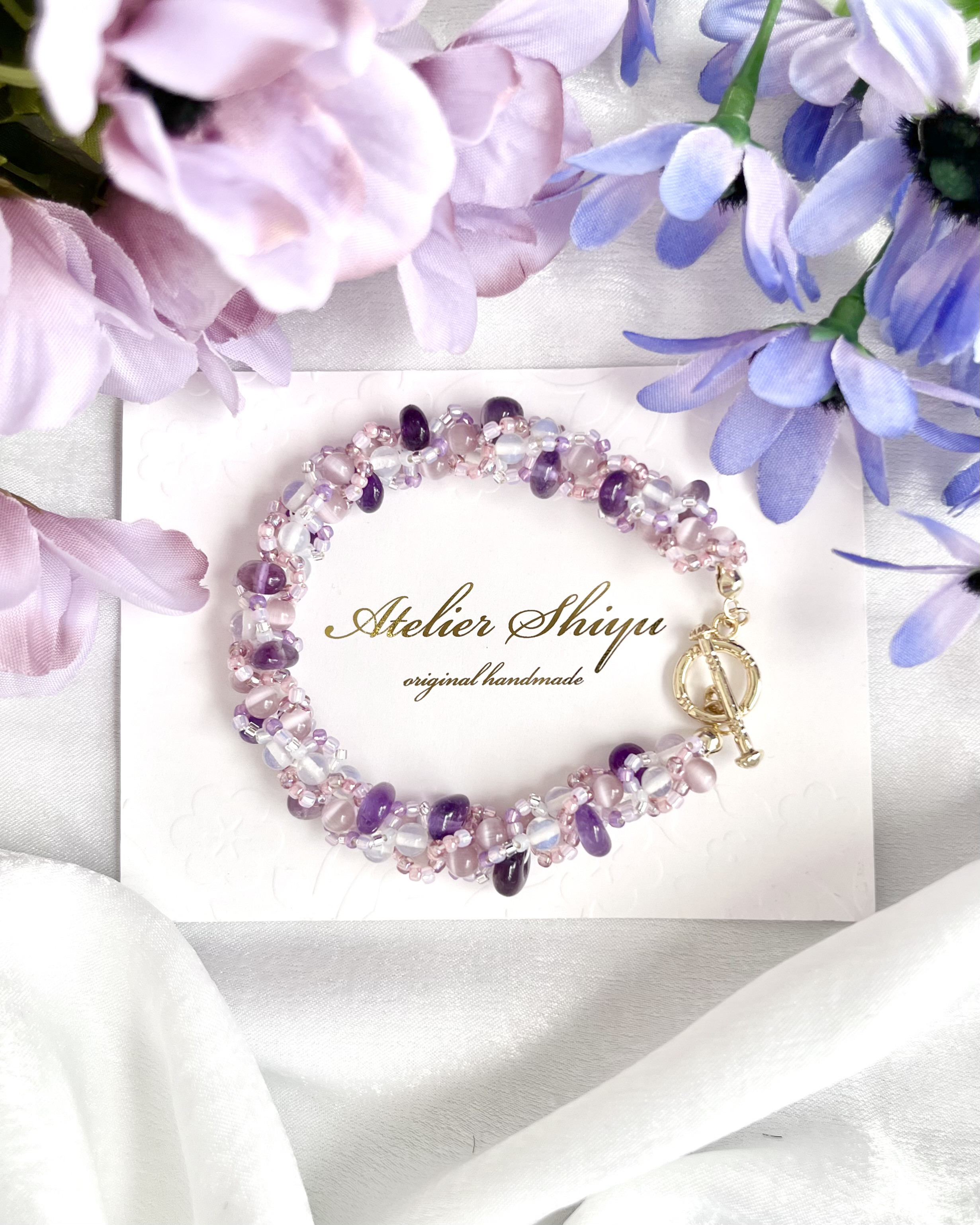 『2月・アメジストのダスティピンクブレスレット』