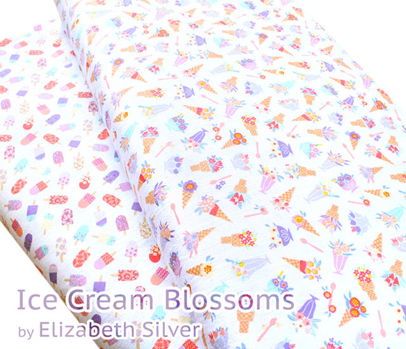 カットクロス Camelot Fabrics Ice Cream Blossoms / Blossoms White 7枚目の画像