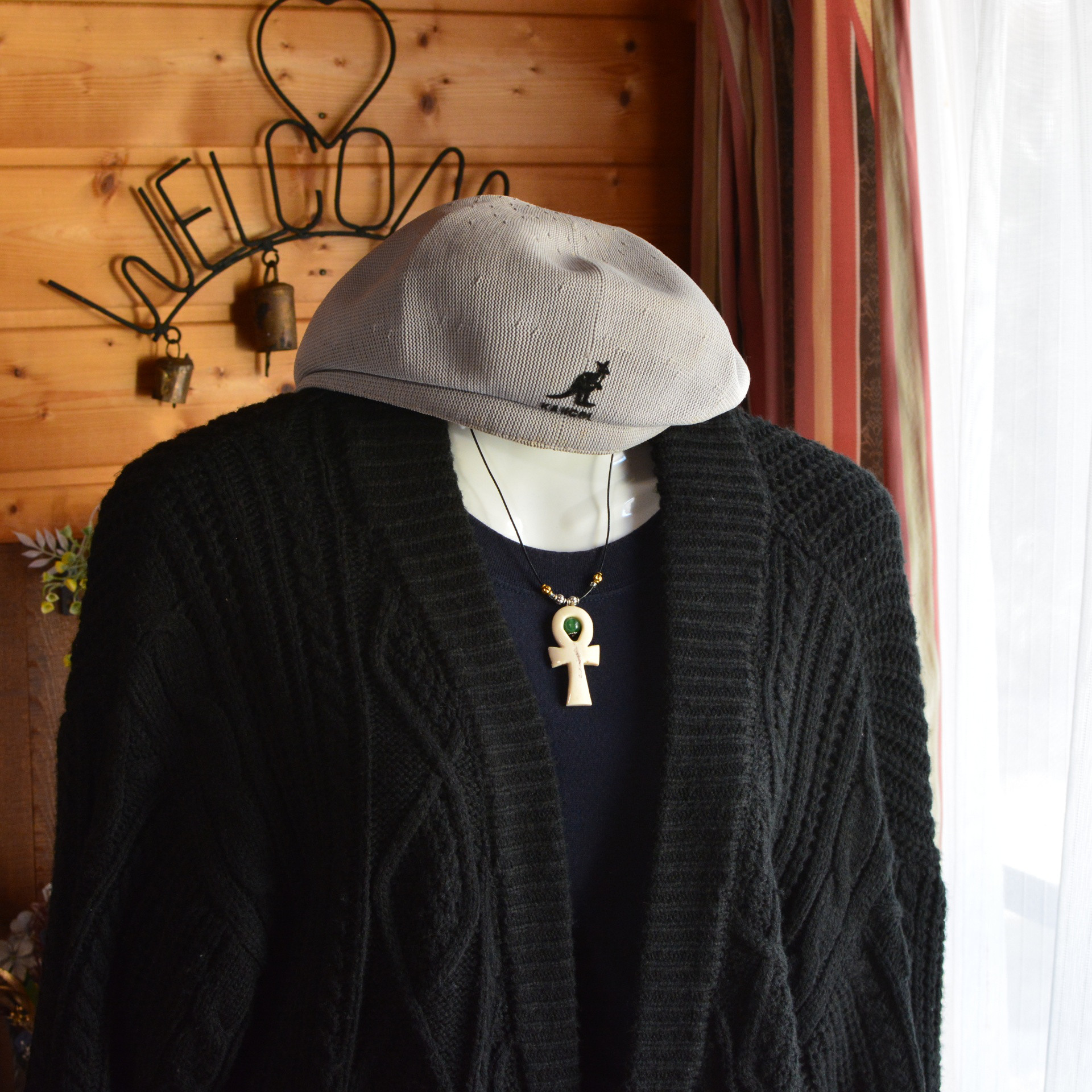 鹿角ペンダント　アンク　ラピス