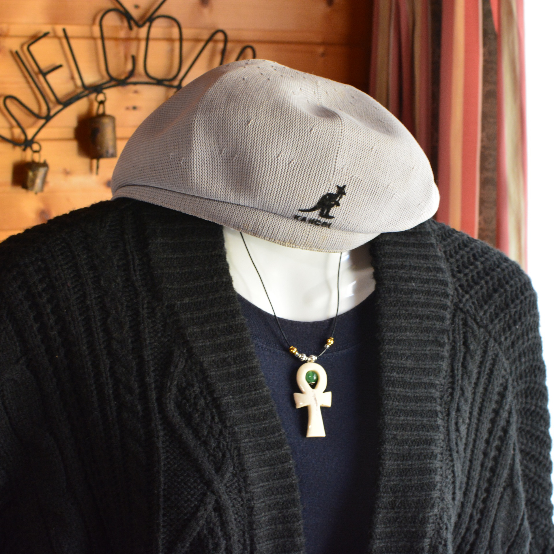 鹿角ペンダント　アンク　ラピス