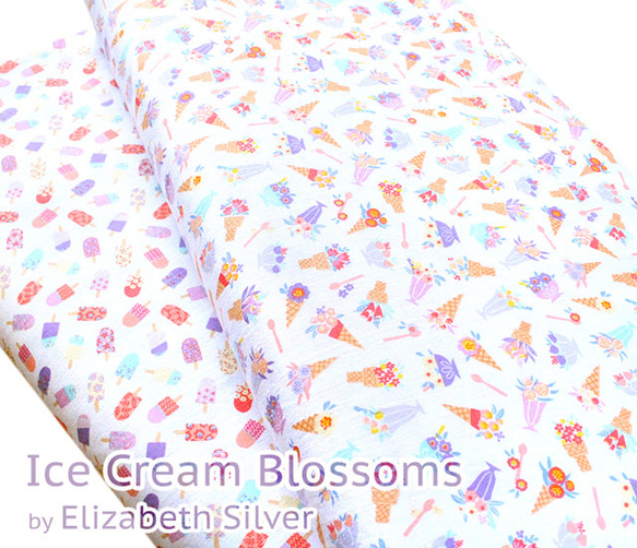 カットクロス Camelot Fabrics IceCream Blossoms Floral Ice Pop Toss 7枚目の画像