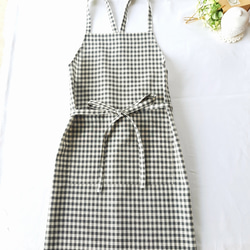 バロン♡新作バッグ♡アーカイブギンガム、ワイン 綿麻ギンガムチェックバッククロスエプロン 男女兼用 エプロン