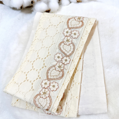 かんたん半衿 2wey インド刺繍リボン×サークルレース 和装小物