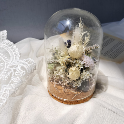ガラスドーム☆ドライフラワーアレンジメント | 田舎の花屋べる