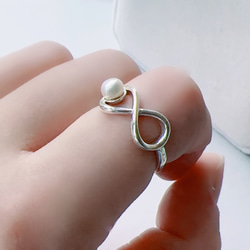 天然珍珠 925純銀 無限 珍珠戒指 韓風質感 6月生日石 第3張的照片