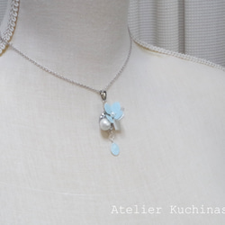 美甲花繡球花棉珍珠吊飾（淺藍色） 第4張的照片