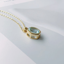 天然海藍寶 香水瓶 純銀項鍊 歐風時尚 質感簡約 金色 第5張的照片