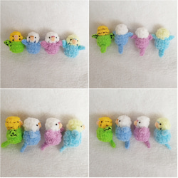セキセイインコの小さな人形人形にはチャームやピンを追加したり、色を変更したりすることができます。手作りのウールのかぎ針編みの小物 7枚目の画像