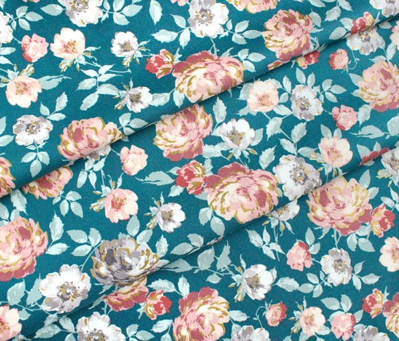 カットクロス RJR Fabrics Summer Rose Lorraine Forest Metallic 6枚目の画像