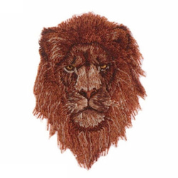 Sale* アップリケワッペン ライオンヘッド オレンジブラウン w-1618 動物 2枚目の画像